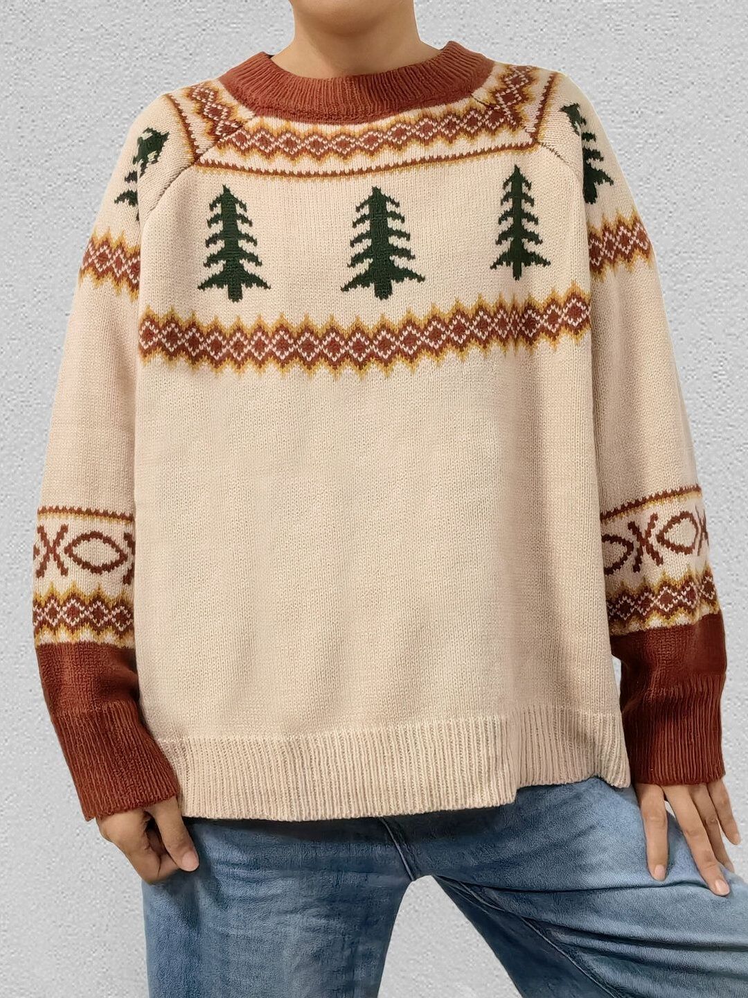 Women Fair Isle Printed Pullover