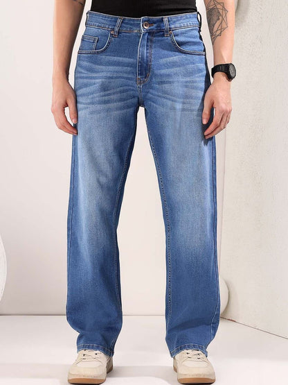 Men Straight Fit Mid-Rise Light Fade Jeans