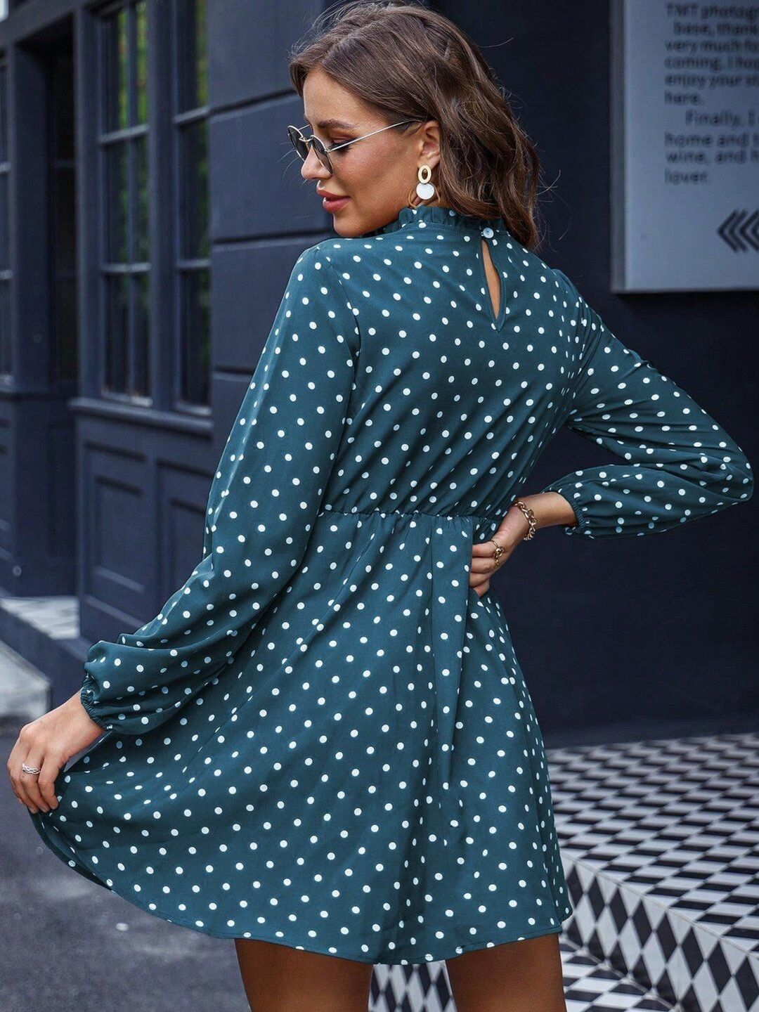 Polka Dot Print Fit & Flare Dress