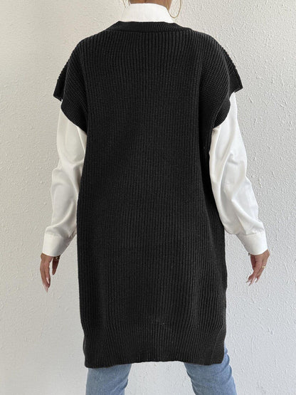 Women Ribbed Longline Sweater Vest