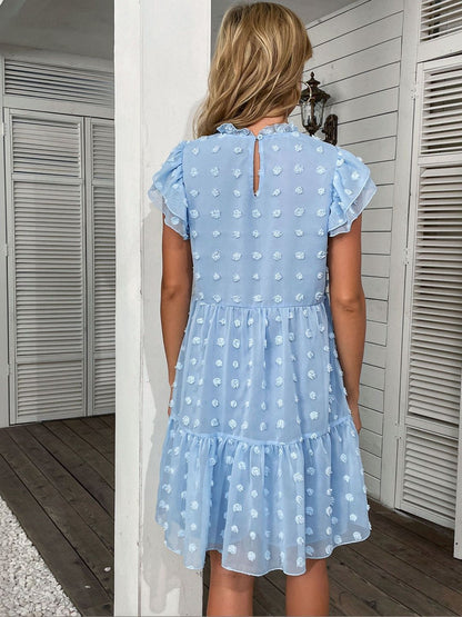 Flutter Sleeve Ruffled Fit & Flare Dress