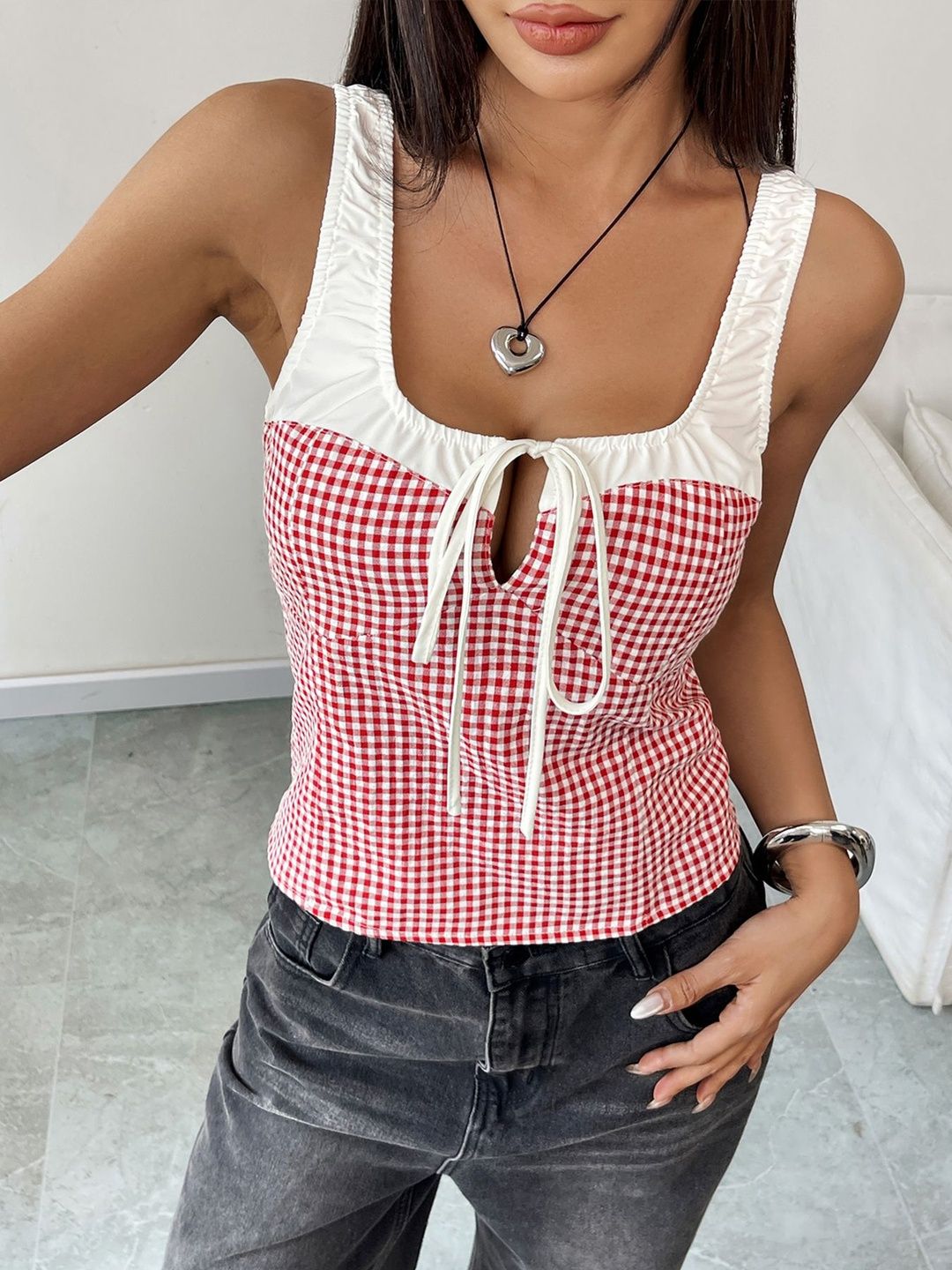 Checked Cotton Top