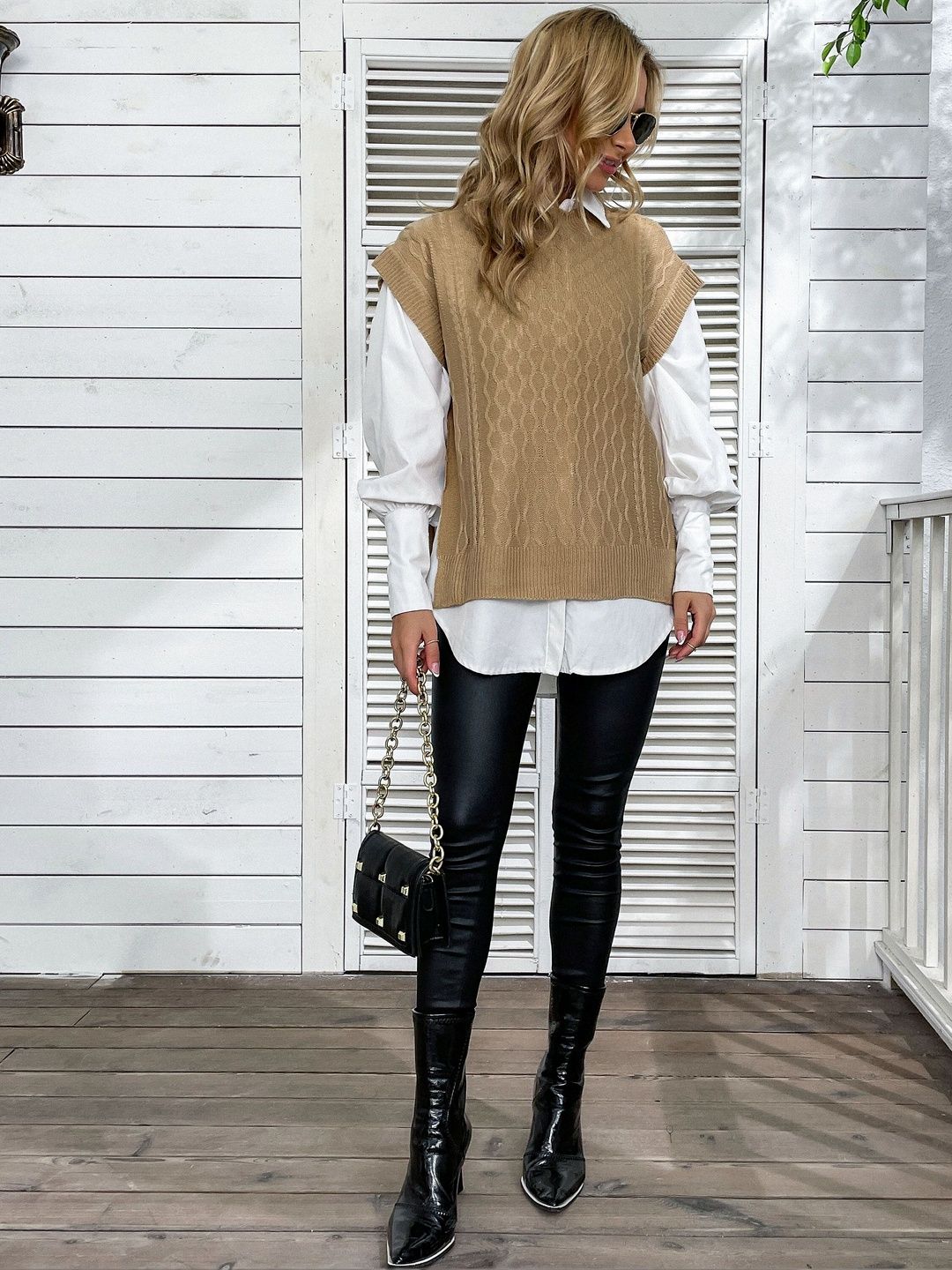 NOWI Cable Knit Sweater Vest Style 556 - Nowi Korean Fashion