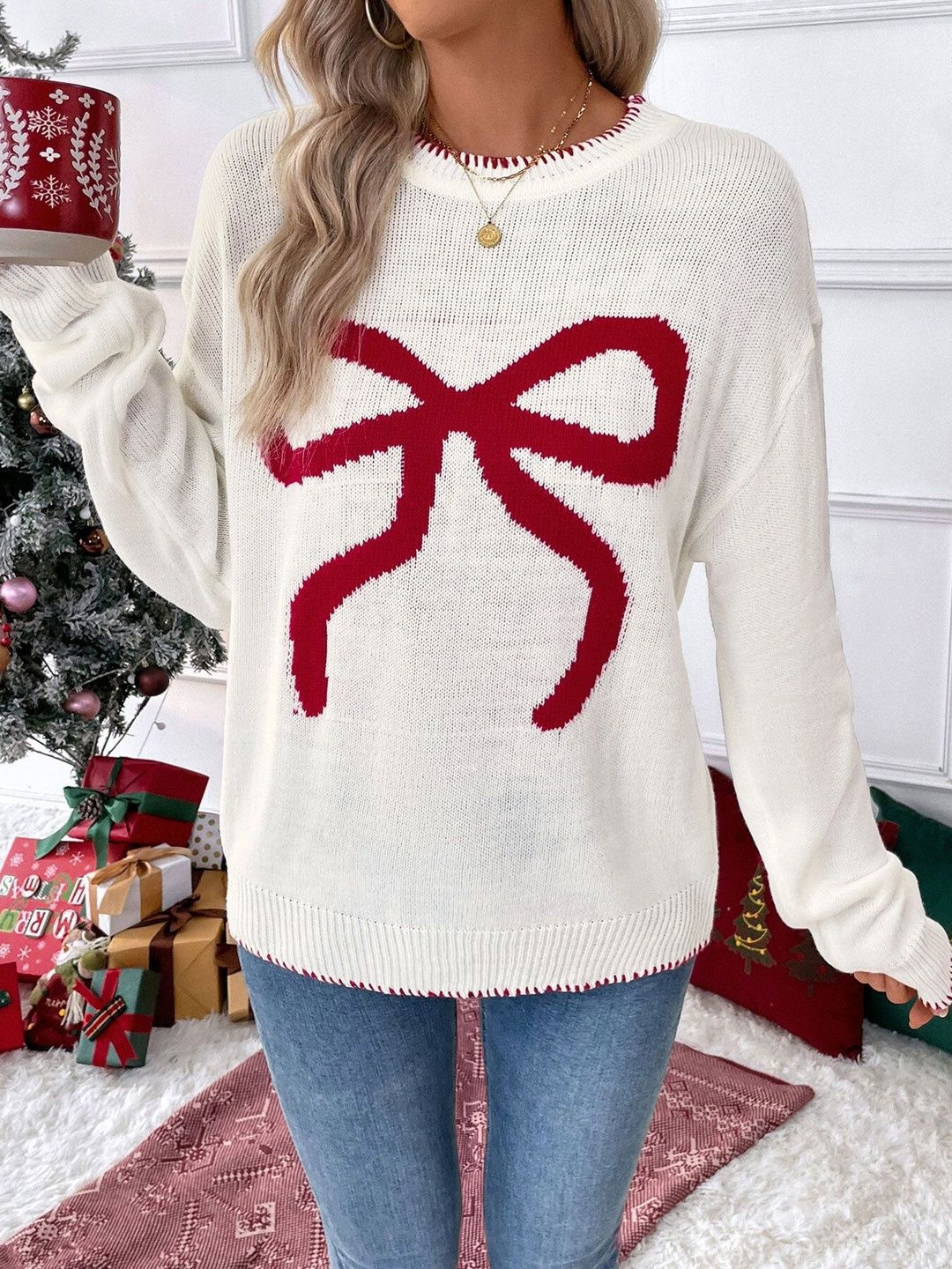 Women Printed Woollen Pullover