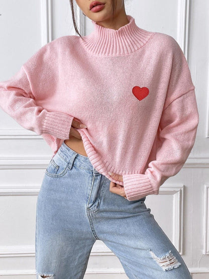 Women Crop Pullover with Embroidered Detail