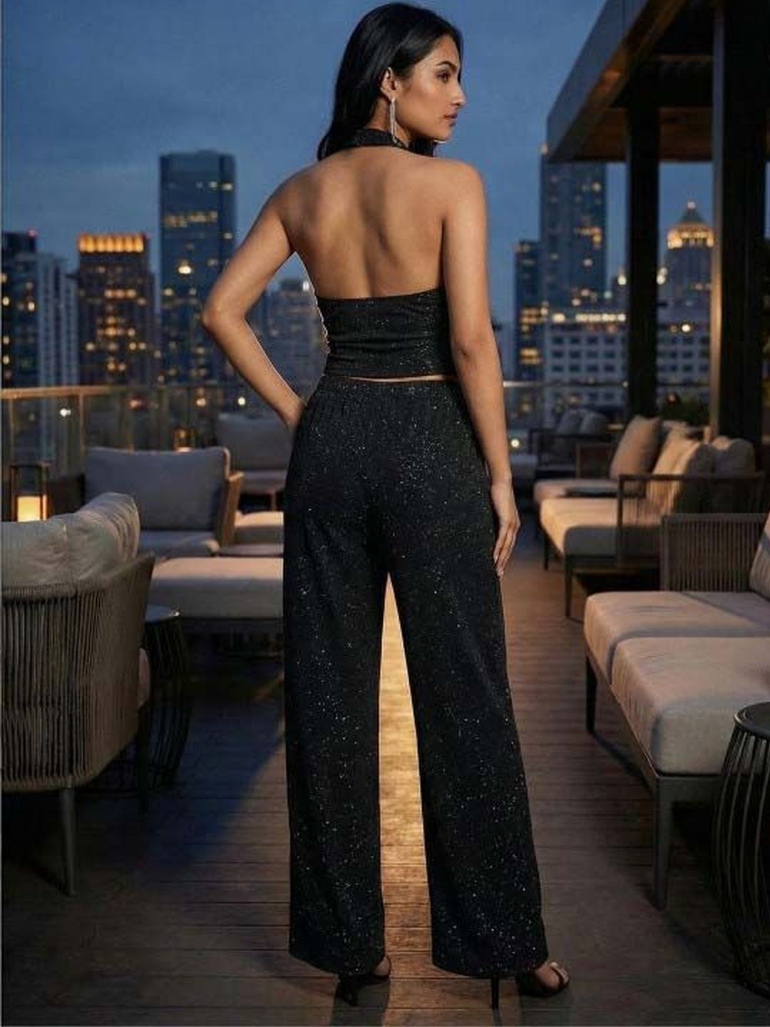 Bling & Sparkly Embellished Top with Palazzos