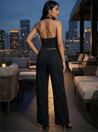 Bling & Sparkly Embellished Top with Palazzos
