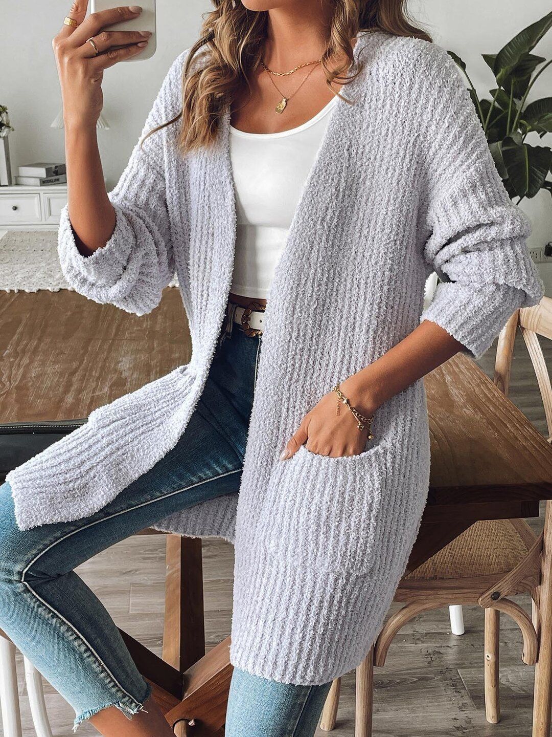 Women Ribbed Cardigan