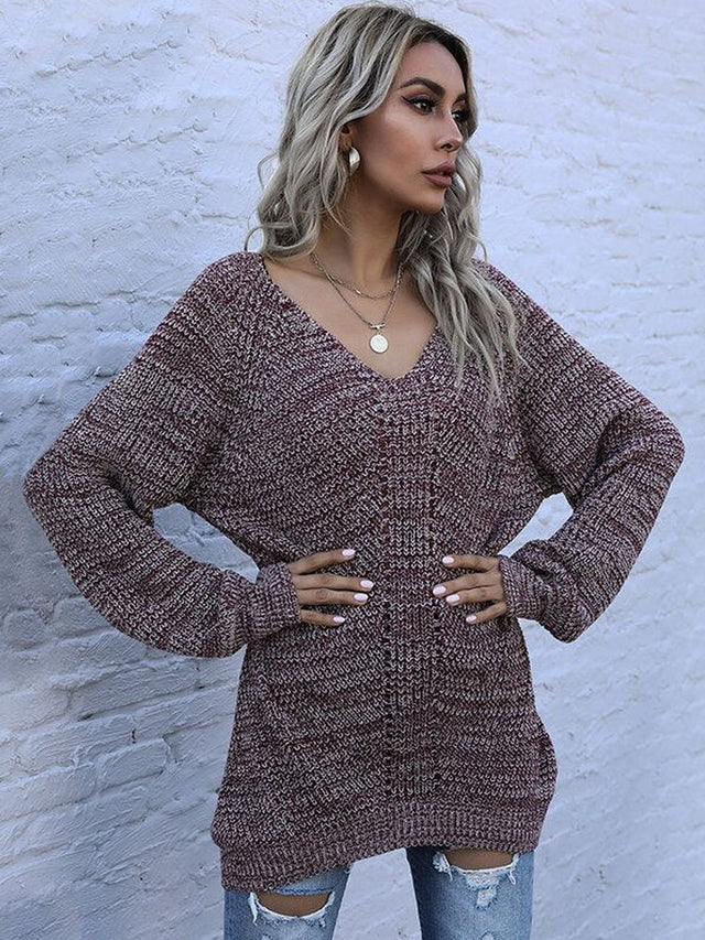 Speckled Pullover in Maroon - Nowi Korean Fashion
