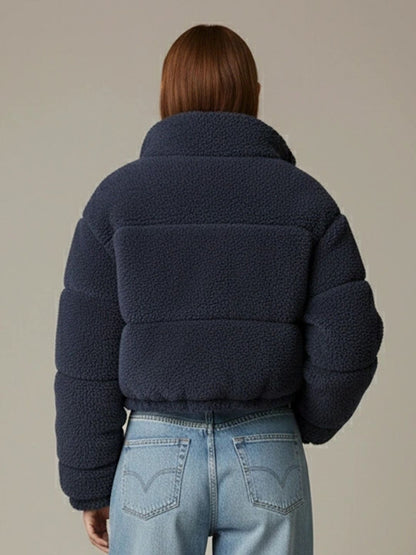 NOWI Women Woollen Crop Open Front Jacket