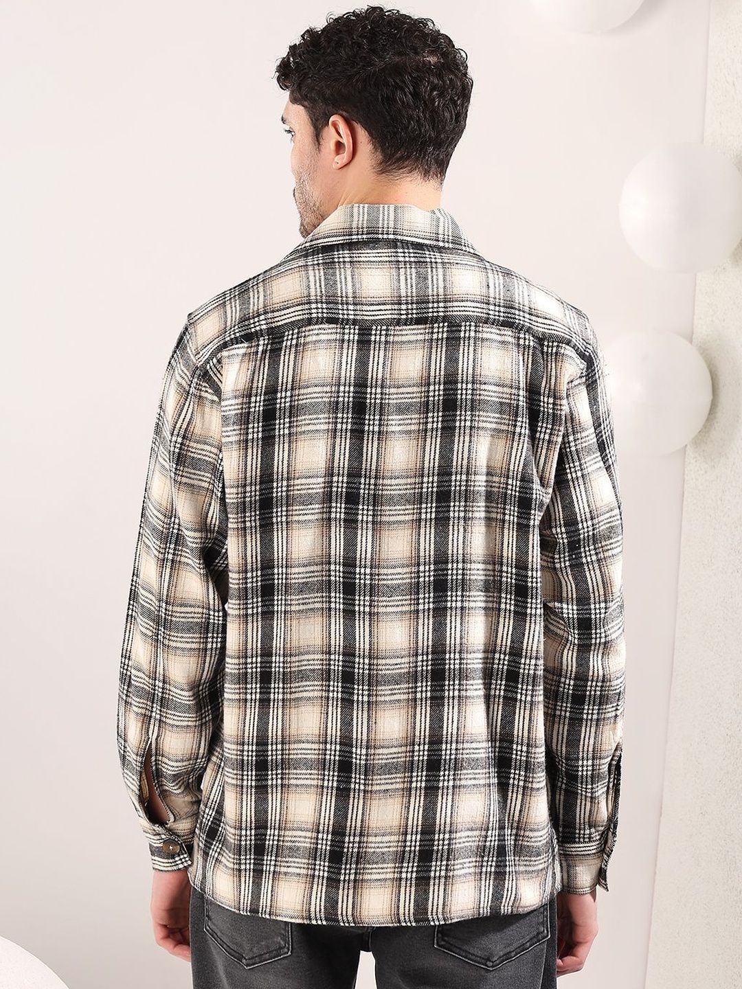 NOWI Men Tartan Checks Checked Casual Shirt