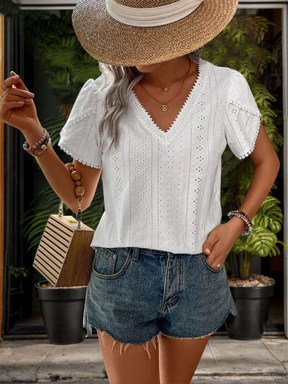 Embroidered Puff Sleeve Cotton Top in White - Nowi Korean Fashion