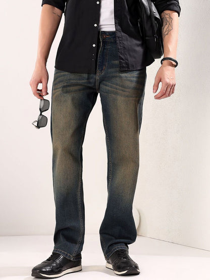 Men Regular Fit Mid-Rise Heavy Fade Jeans