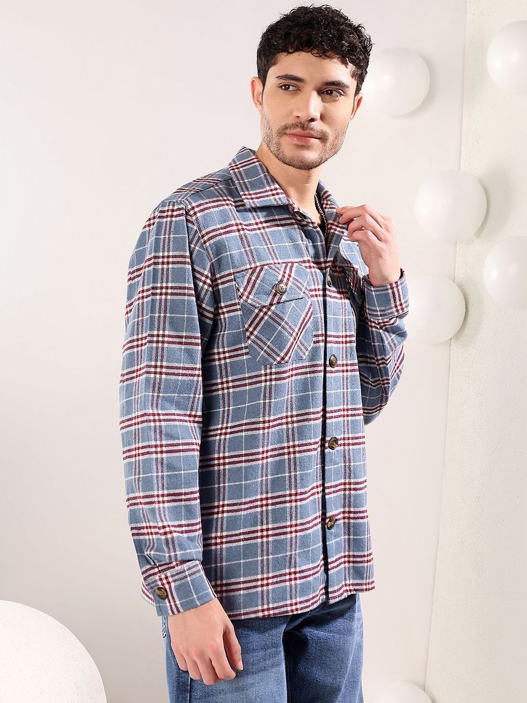 NOWI Men Checked Casual Shirt