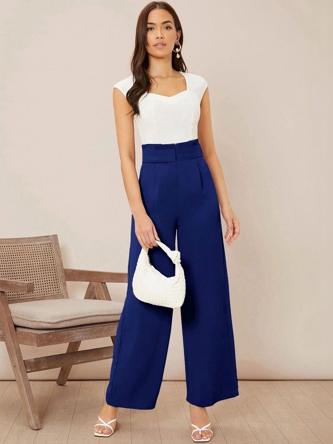 NOWI Women High-Rise Regular Fit Wide Leg Formal Trousers