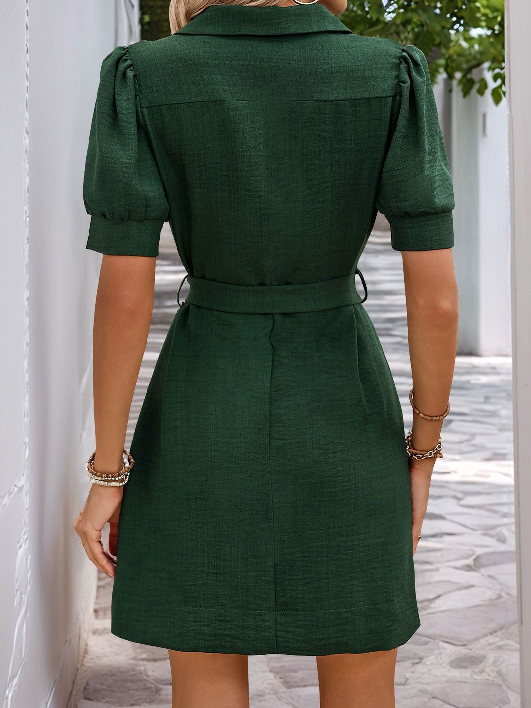 Puff Sleeve Shirt Dress