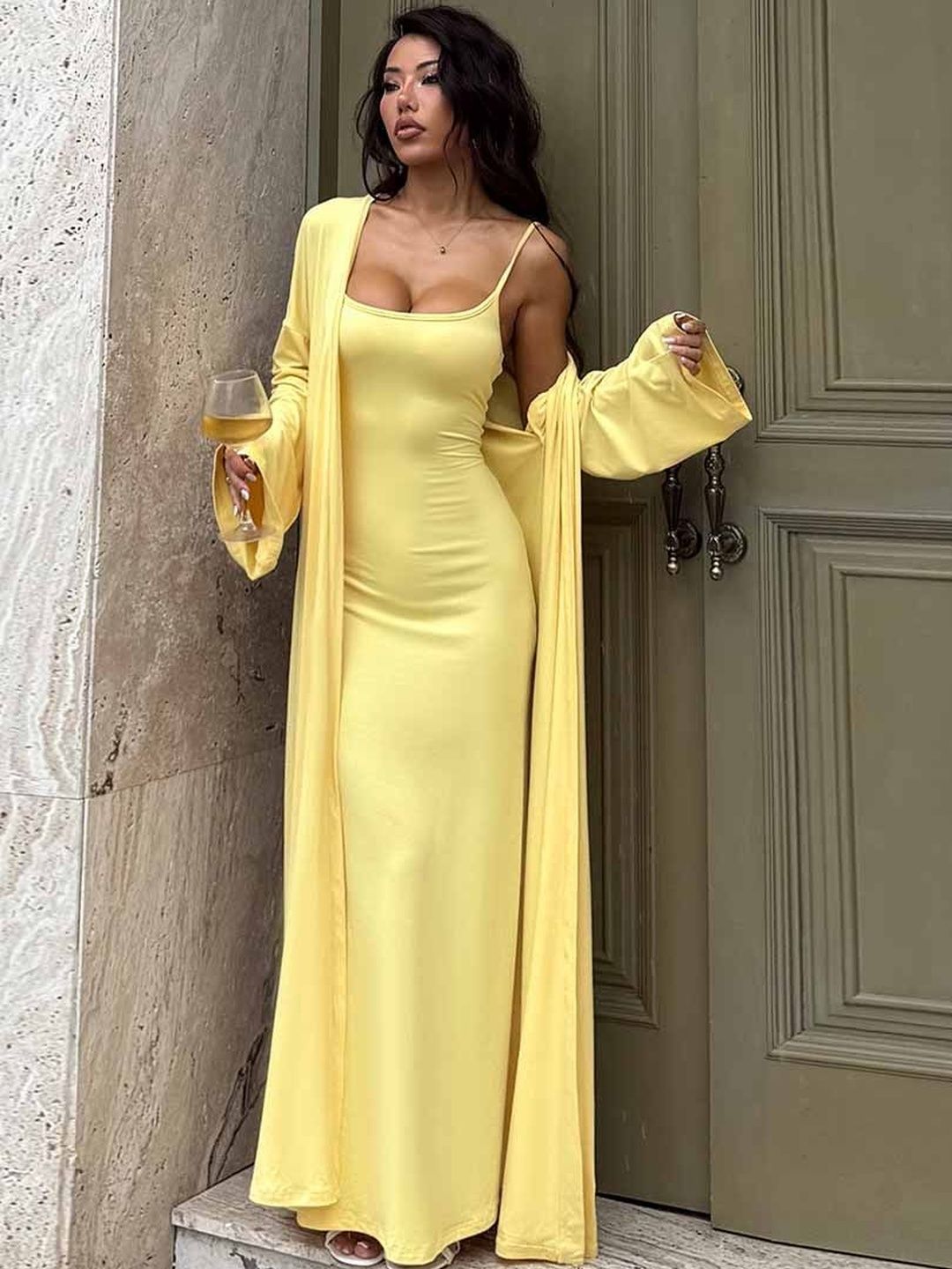 Maxi-Length Sheath Dresses - Nowi Korean Fashion