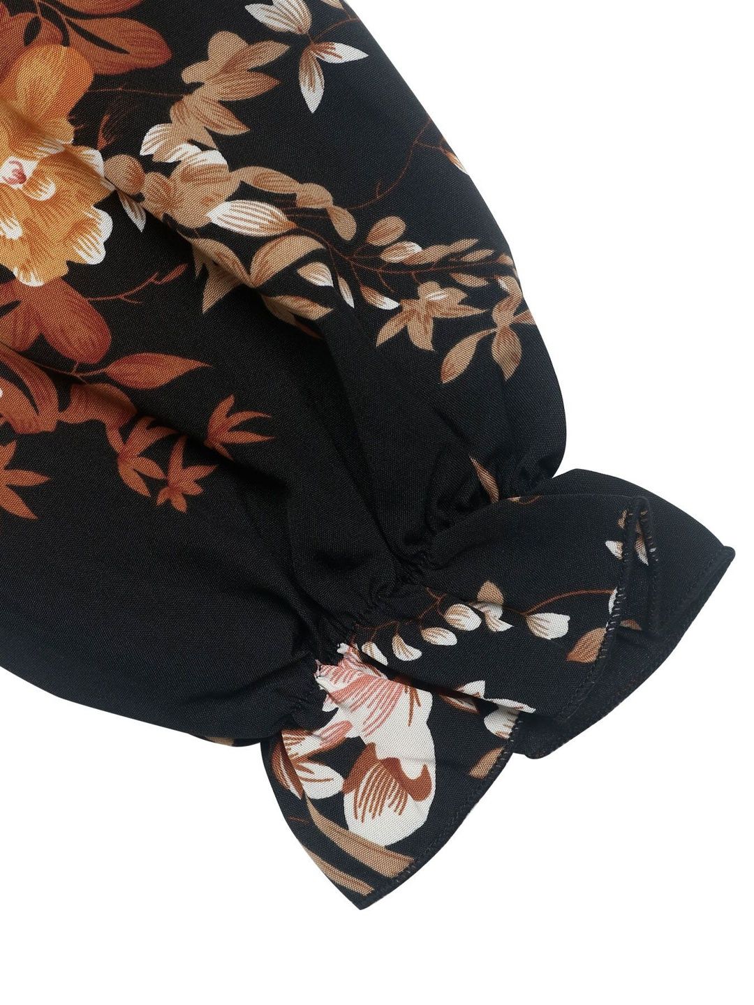 Women's Black Floral Print Fit & Flare Midi Dress Blend