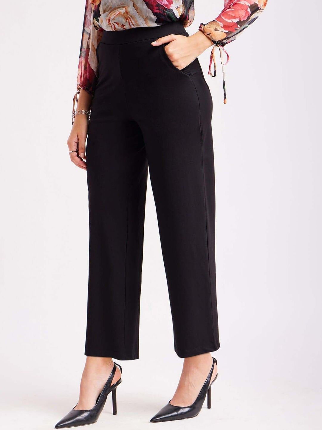 Women Straight Fit Wrinkle Free Trousers