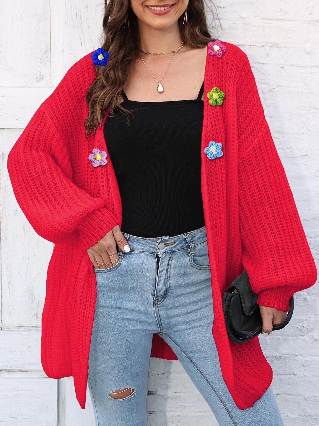 Women Cardigan with Applique Detail