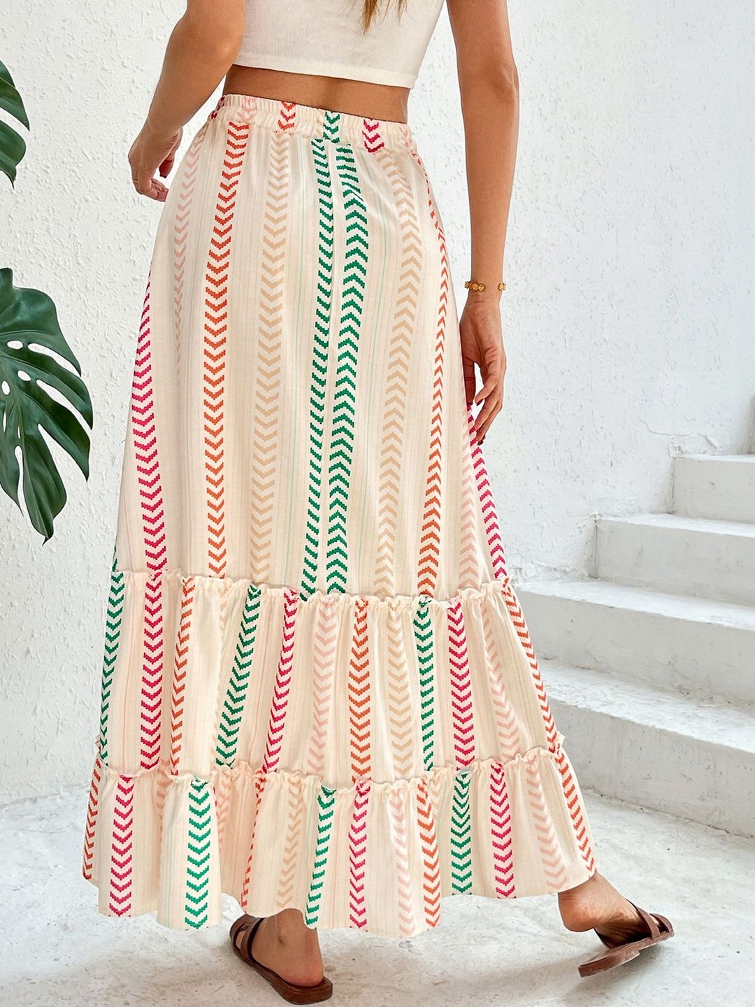 Flared Mid Rise Maxi Skirts