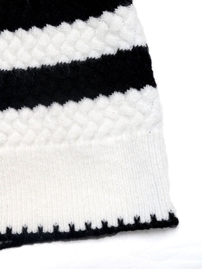Women's White Striped Cardigan Blend