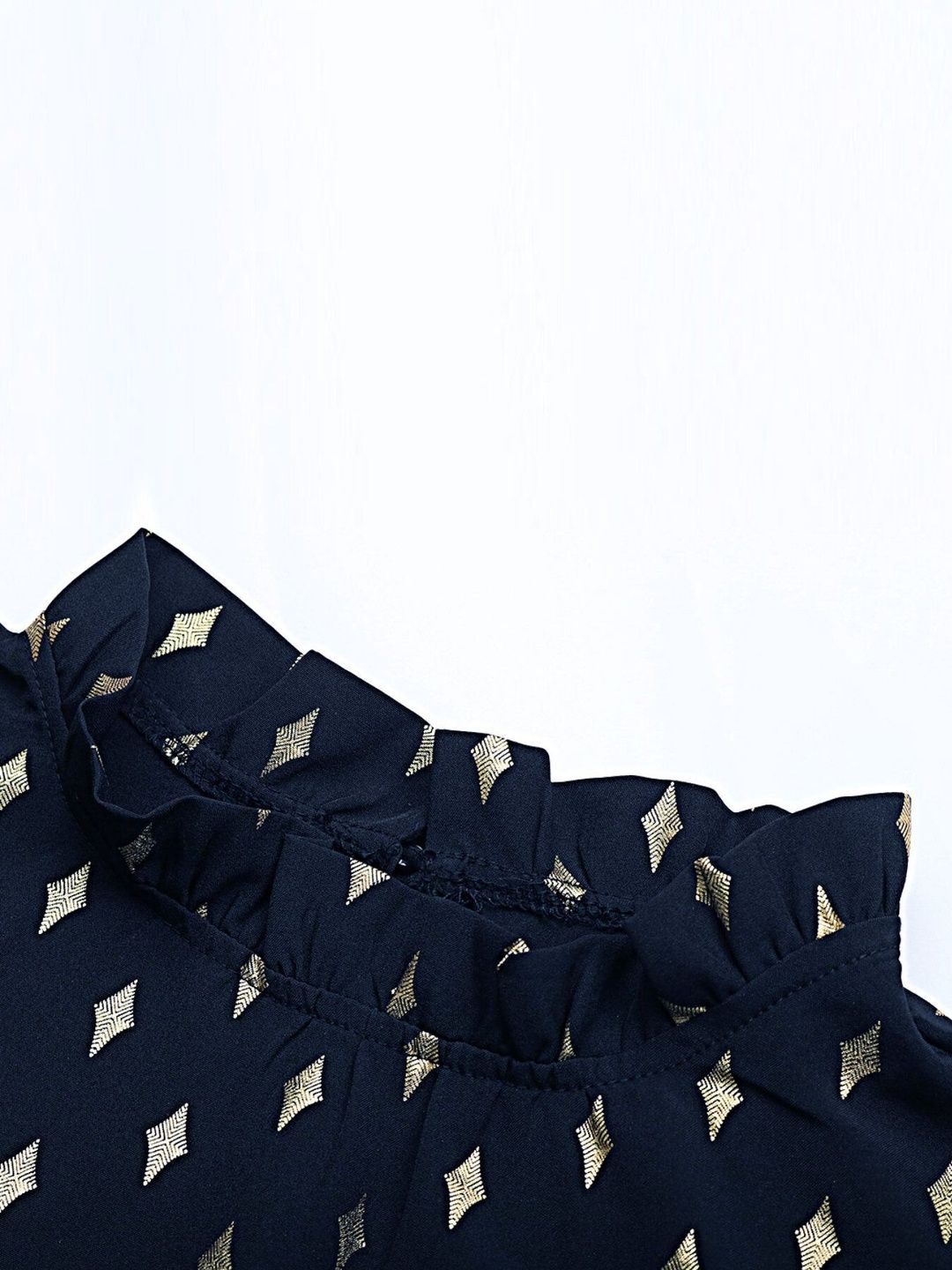 Women's Black Geometric Print Top Blend Regular Fit