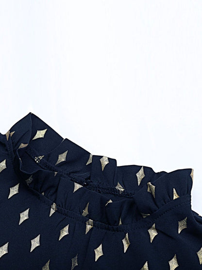 Women's Black Geometric Print Top Blend Regular Fit