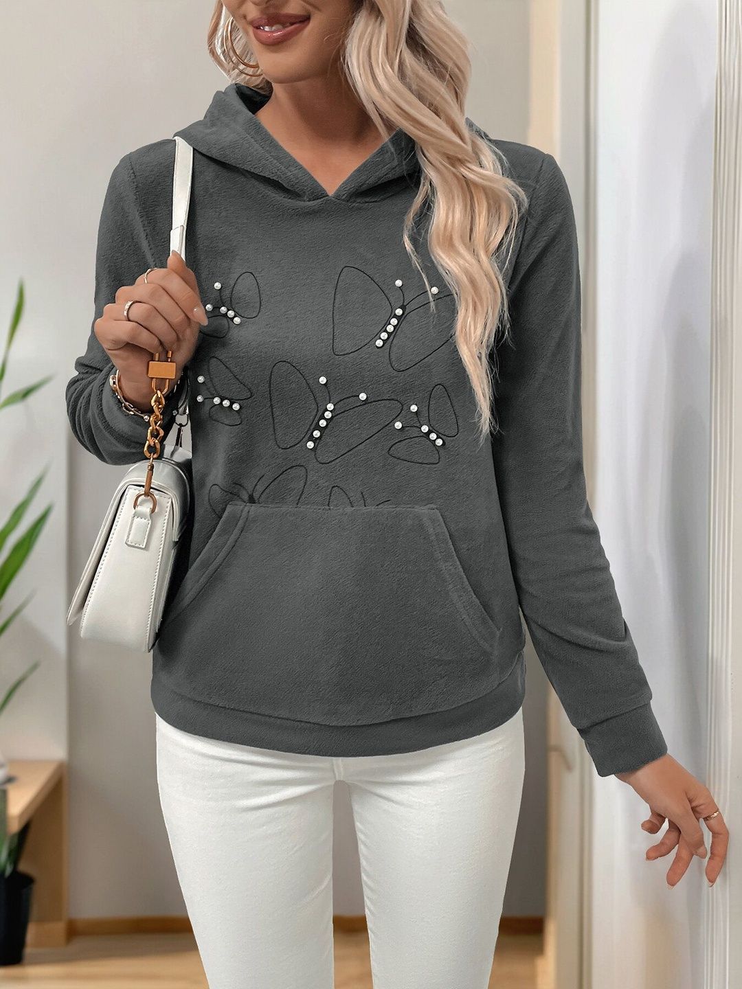 Women Printed Hooded Sweatshirt