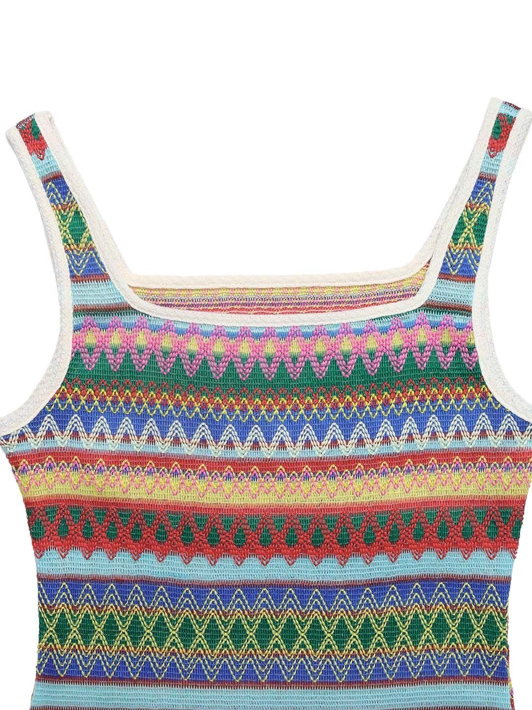 Multicoloured Tribal Print Bodycon Midi Dress
