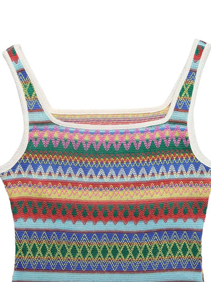 Multicoloured Tribal Print Bodycon Midi Dress