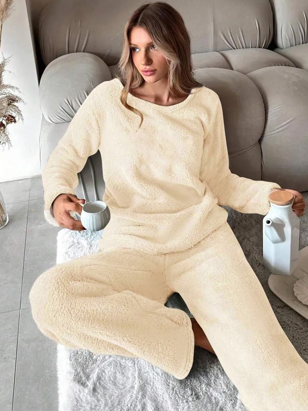 NOWI Round Neck Long Sleeves Night Suit