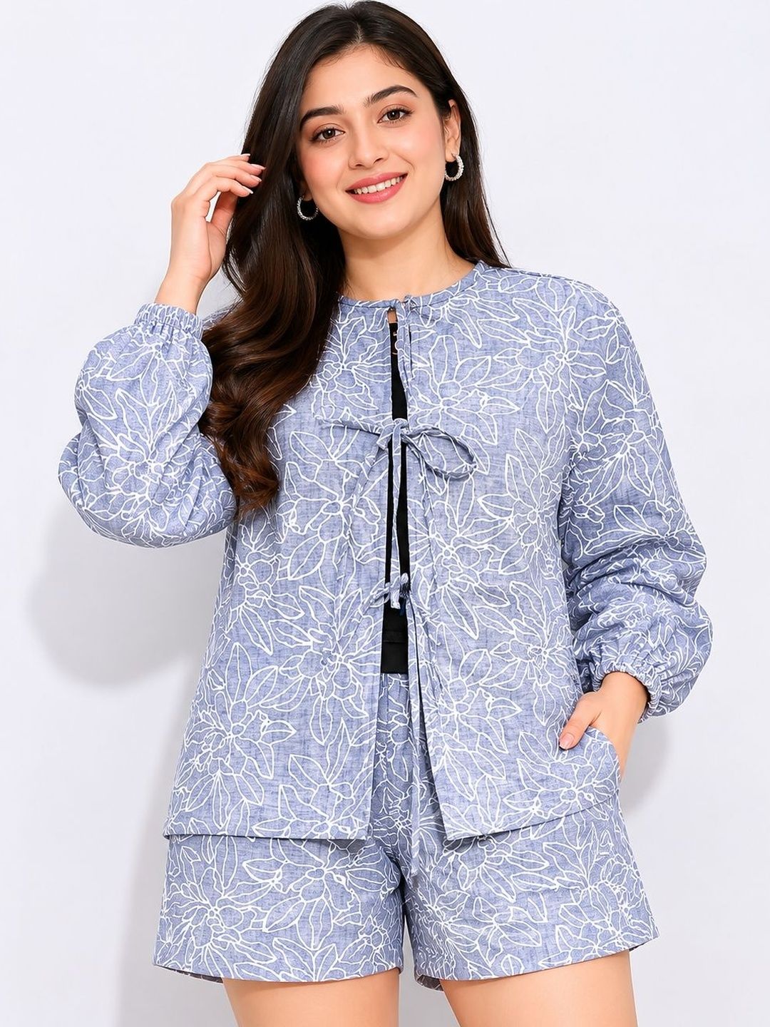 Floral Cotton Printed Top with Shorts