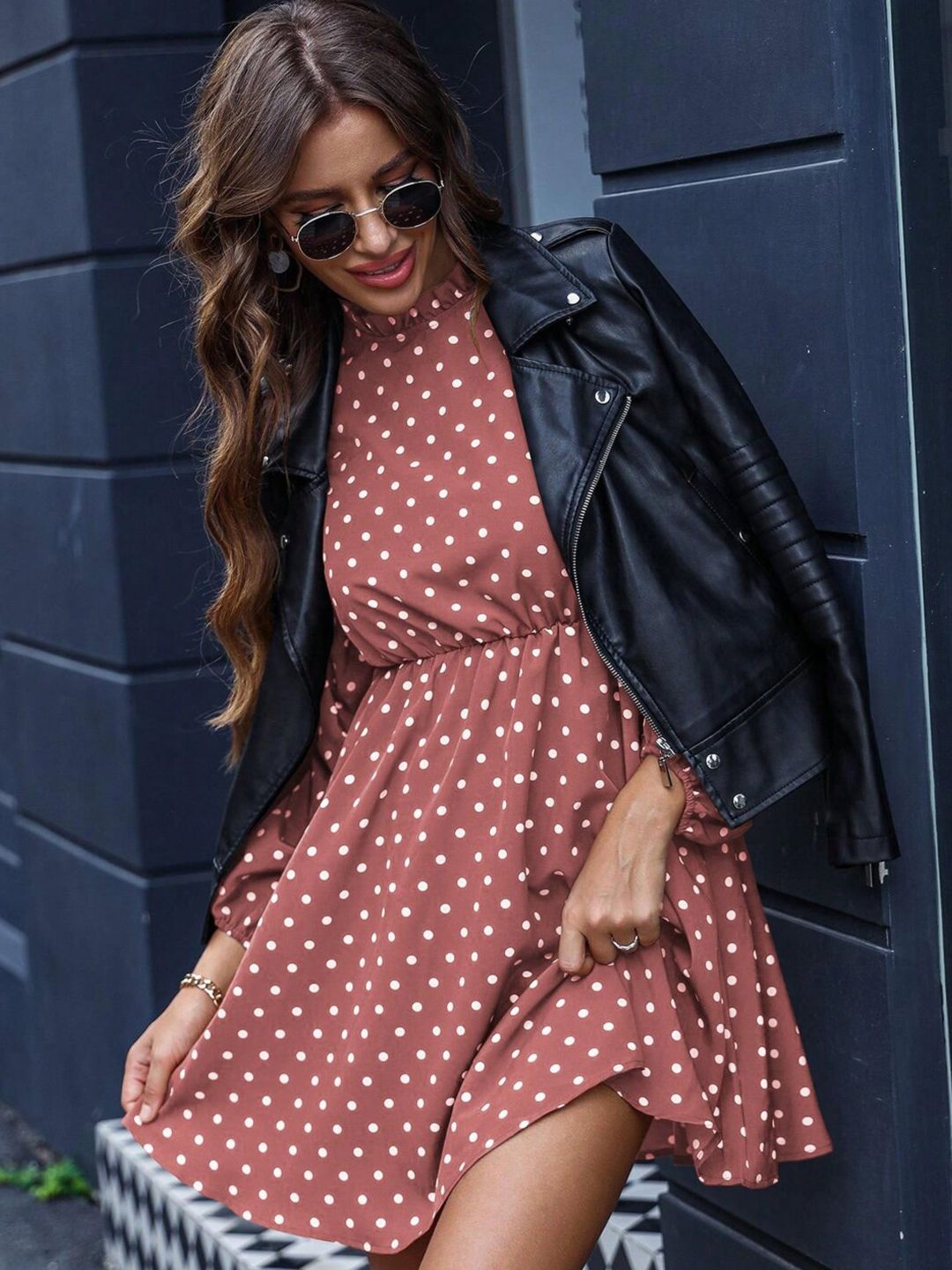 Polka Dot Print Fit & Flare Dress