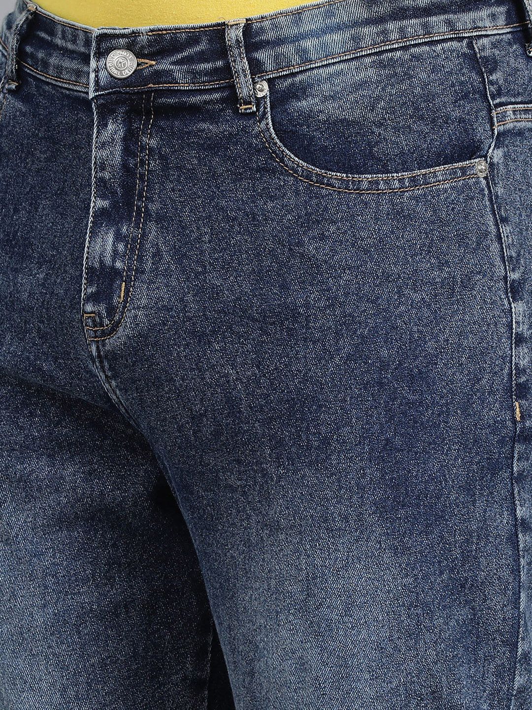 Men Straight Fit Mid-Rise Light Fade Clean Look Cotton Jeans