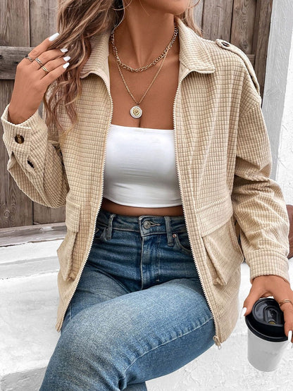 Women Corduroy Bomber Jacket