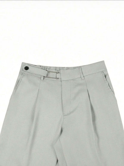 Men Straight Fit Wrinkle Free Pleated Trousers