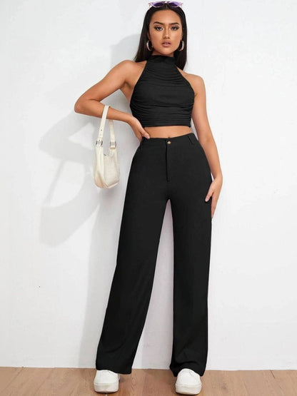 Women Regular Fit High-Rise Easy Wash Trousers