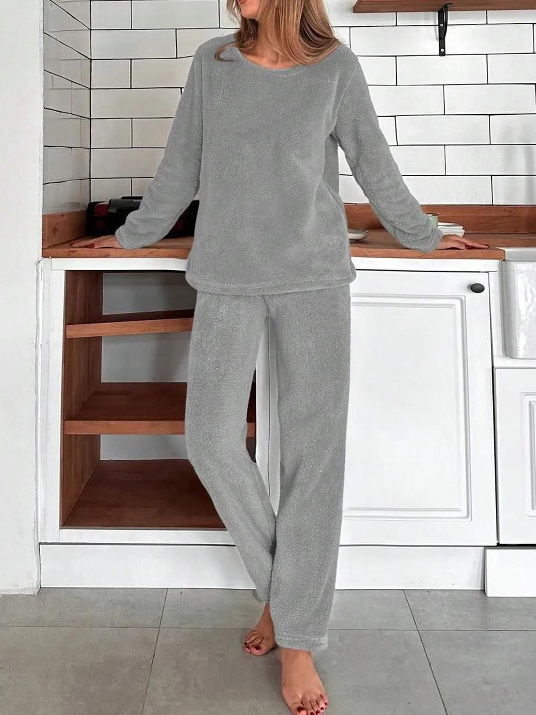 NOWI Round Neck Long Sleeves Night Suit