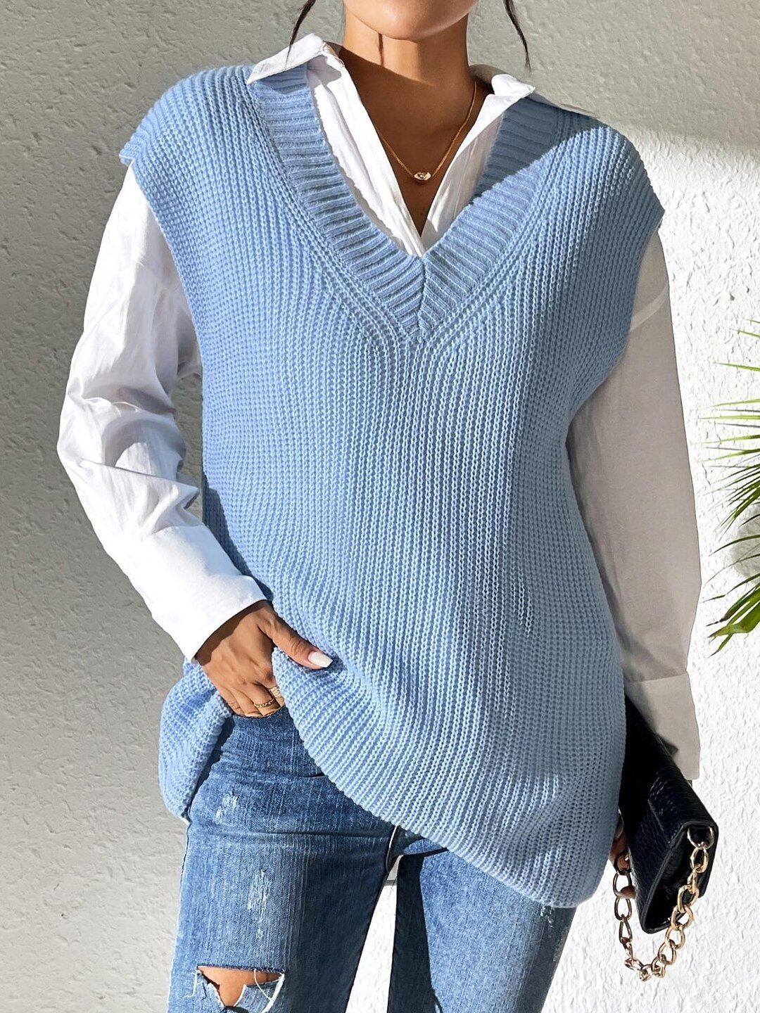 Women Ribbed Sweater Vest