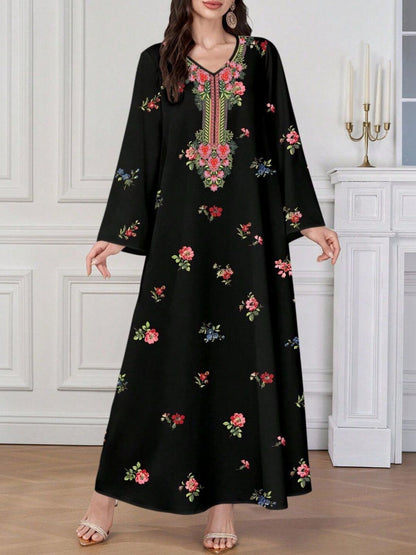 Floral Print Kaftan Maxi Dress