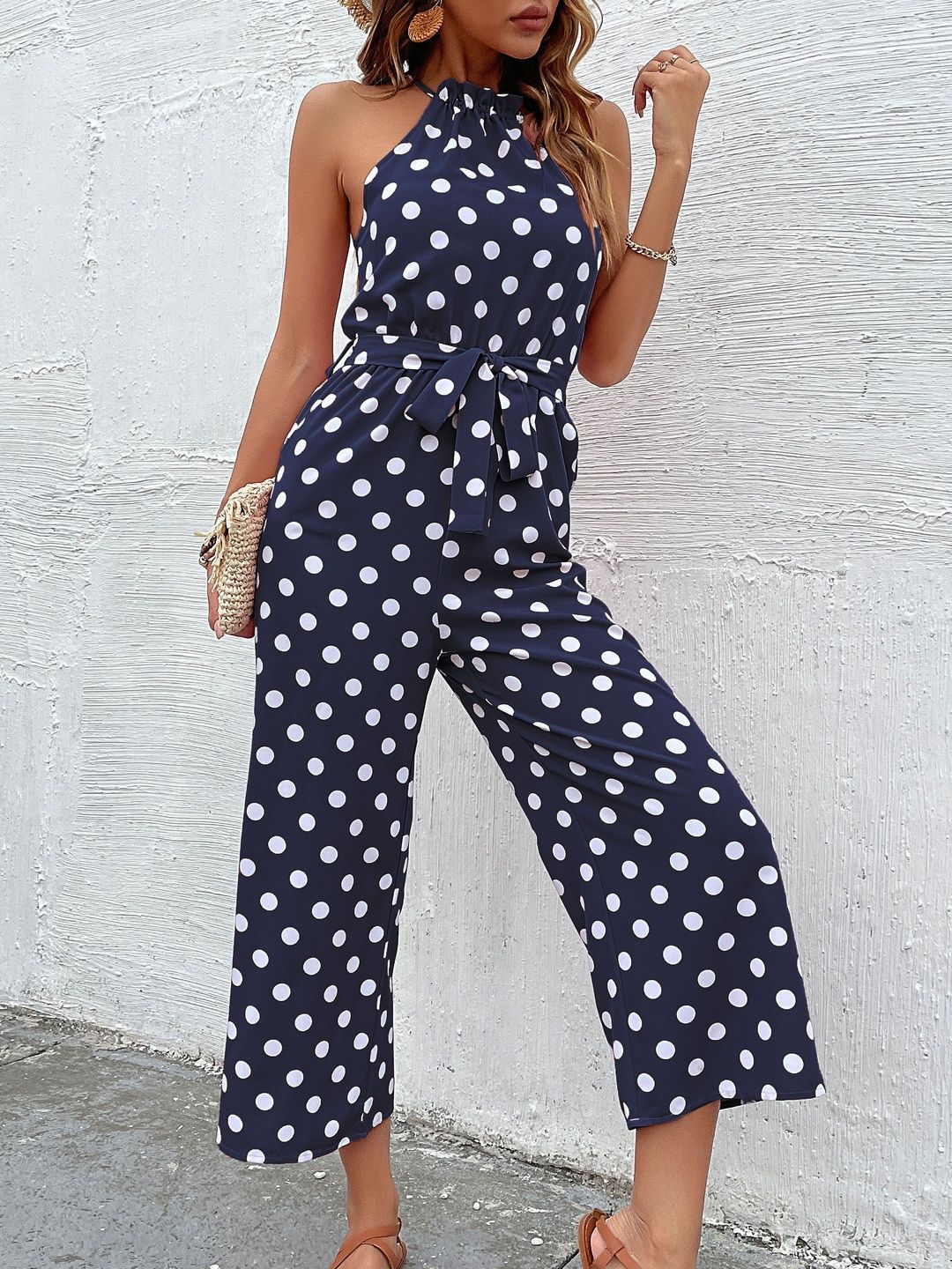 Modal Halter Neck Printed Culotte Jumpsuit