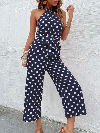 Modal Halter Neck Printed Culotte Jumpsuit