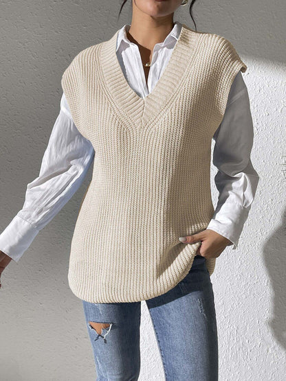 Women Ribbed Sweater Vest