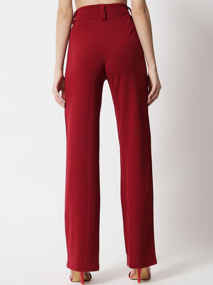 Women High-Rise Regular Fit Easy Wash Trousers