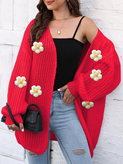 Women Longline Cardigan with Applique Detail