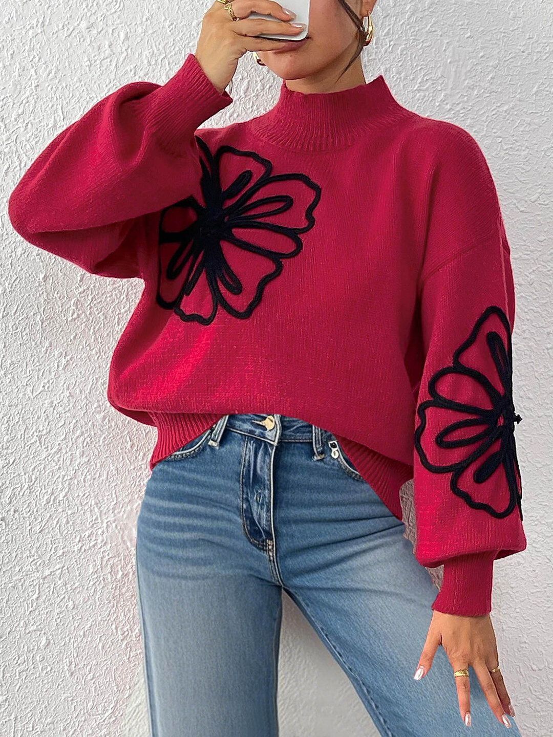 Women Embroidered Pullover with Embroidered Detail