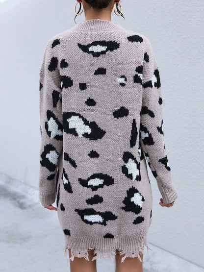 Women's Beige Animal Printed Pullover Blend Regular Fit