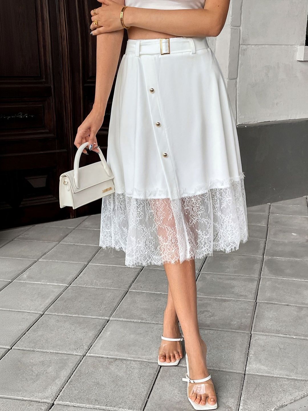 Self Design Cotton Midi Skirts