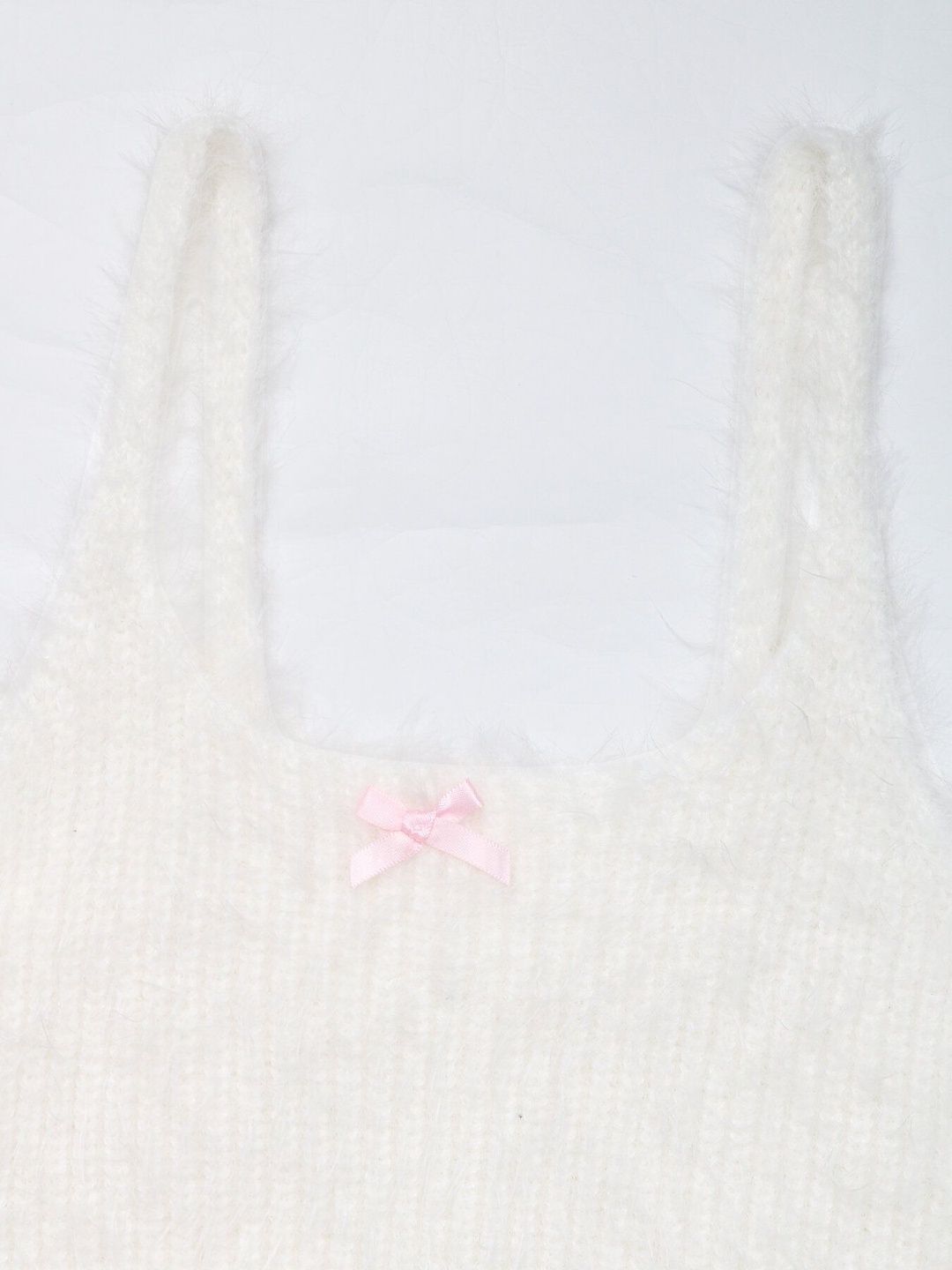 Women's White Nowi Women Ribbed Crop Pullover With Fuzzy